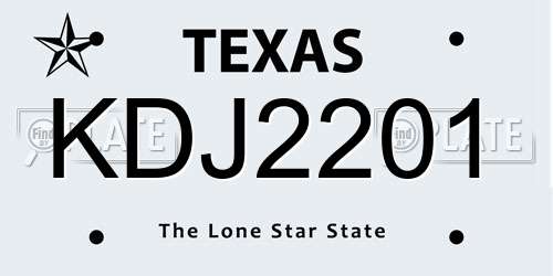 KDJ2201 Texas License Plate