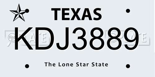 KDJ3889 Texas License Plate