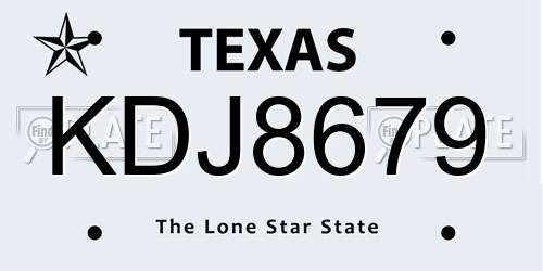 KDJ8679 Texas License Plate
