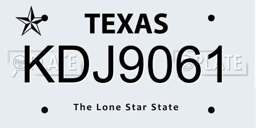 KDJ9061 Texas License Plate