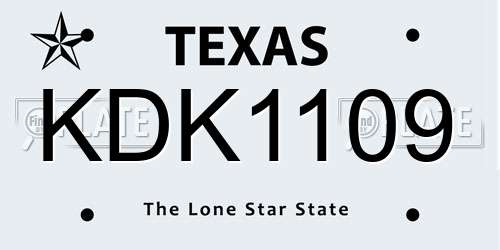 KDK1109 Texas License Plate