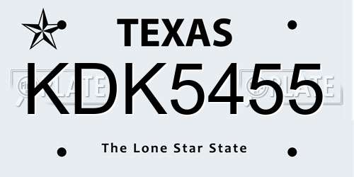 KDK5455 Texas License Plate