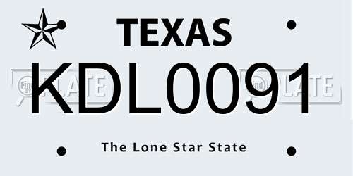 KDL0091 Texas License Plate