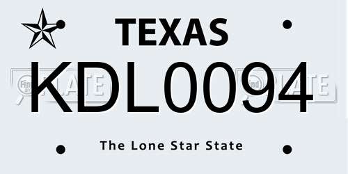 KDL0094 Texas License Plate