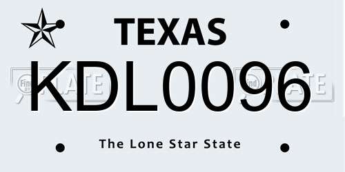 KDL0096 Texas License Plate