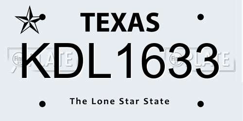 KDL1633 Texas License Plate