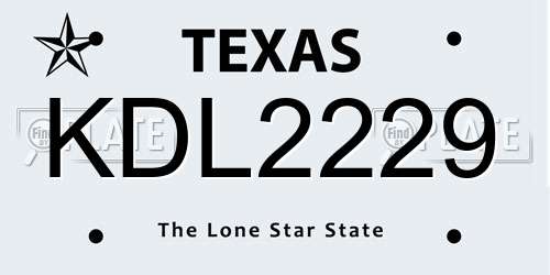 KDL2229 Texas License Plate
