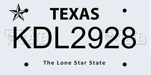 KDL2928 Texas License Plate