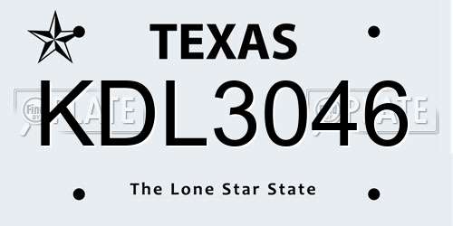 KDL3046 Texas License Plate