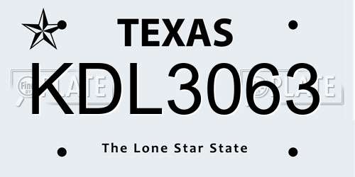 KDL3063 Texas License Plate