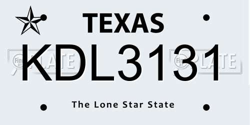 KDL3131 Texas License Plate