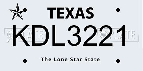 KDL3221 Texas License Plate