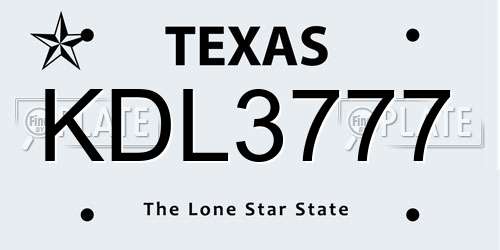KDL3777 Texas License Plate