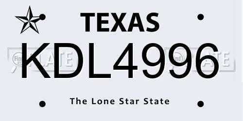 KDL4996 Texas License Plate