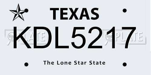 KDL5217 Texas License Plate