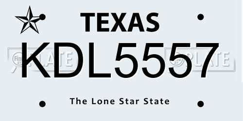 KDL5557 Texas License Plate