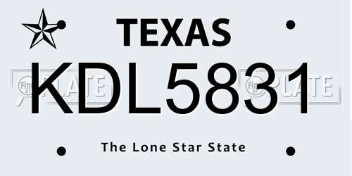 KDL5831 Texas License Plate