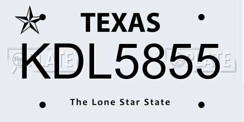 KDL5855 Texas License Plate