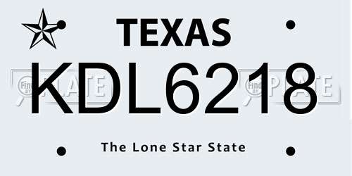 KDL6218 Texas License Plate
