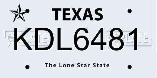 KDL6481 Texas License Plate