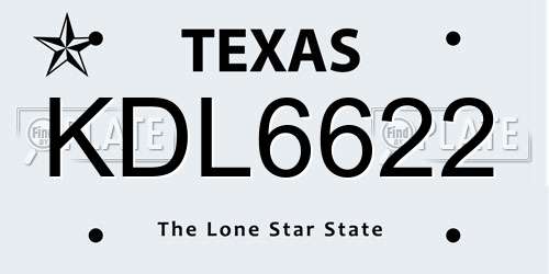 KDL6622 Texas License Plate