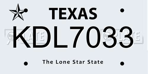 KDL7033 Texas License Plate