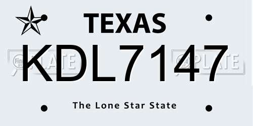 KDL7147 Texas License Plate