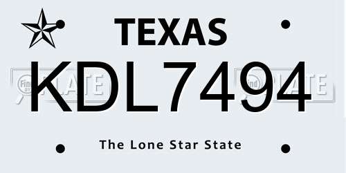 KDL7494 Texas License Plate