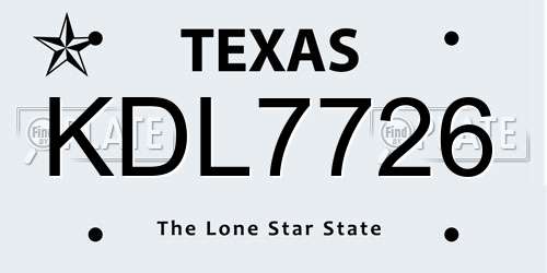 KDL7726 Texas License Plate