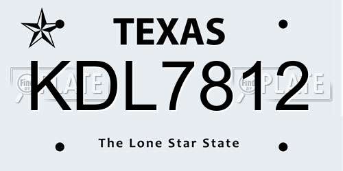 KDL7812 Texas License Plate