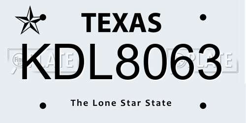 KDL8063 Texas License Plate