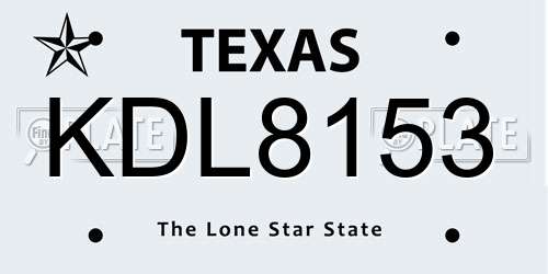 KDL8153 Texas License Plate