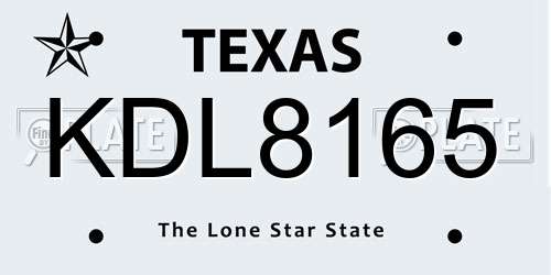 KDL8165 Texas License Plate