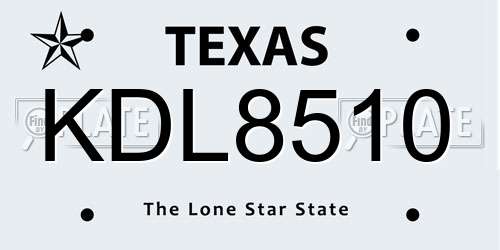KDL8510 Texas License Plate