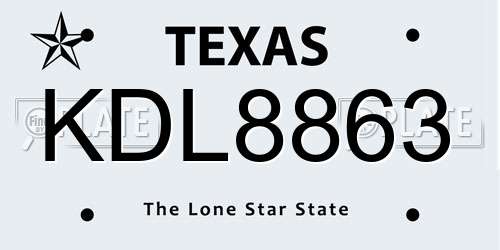 KDL8863 Texas License Plate