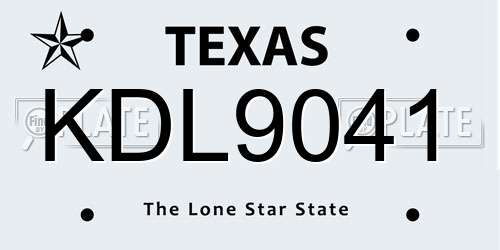 KDL9041 Texas License Plate