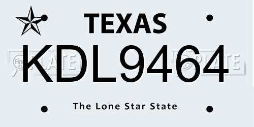 KDL9464 Texas License Plate