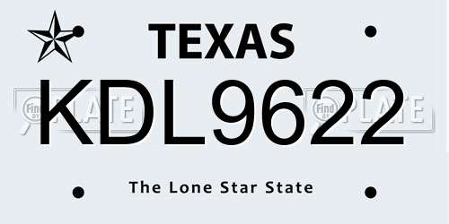 KDL9622 Texas License Plate