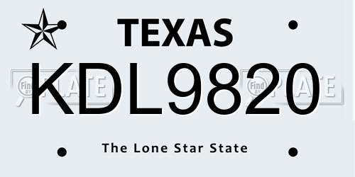 KDL9820 Texas License Plate