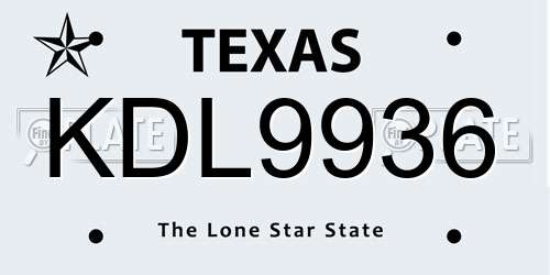 KDL9936 Texas License Plate