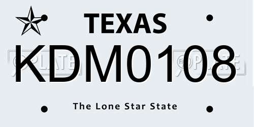 KDM0108 Texas License Plate