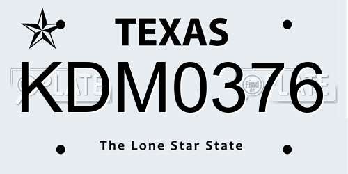 KDM0376 Texas License Plate