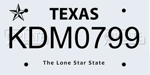 KDM0799 Texas License Plate