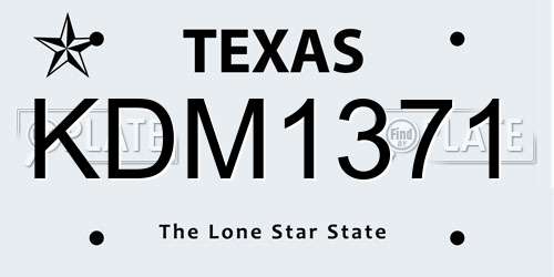 KDM1371 Texas License Plate