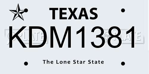 KDM1381 Texas License Plate