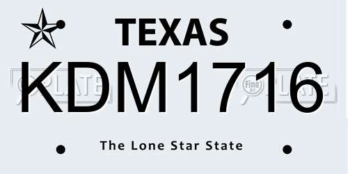 KDM1716 Texas License Plate
