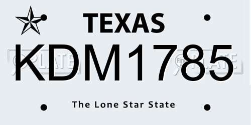 KDM1785 Texas License Plate