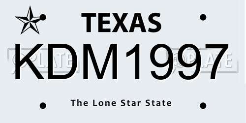 KDM1997 Texas License Plate