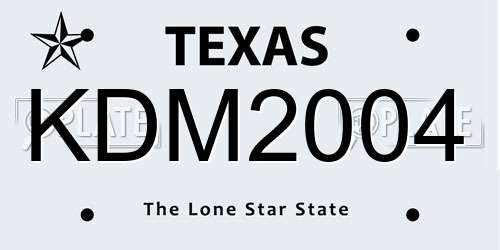 KDM2004 Texas License Plate