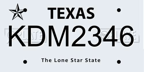 KDM2346 Texas License Plate